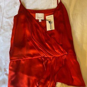 NWT CINQ A SEPT ASSYMETRICAL SILK CAMISOLE TOP IN CHILI PEPPER SZ L